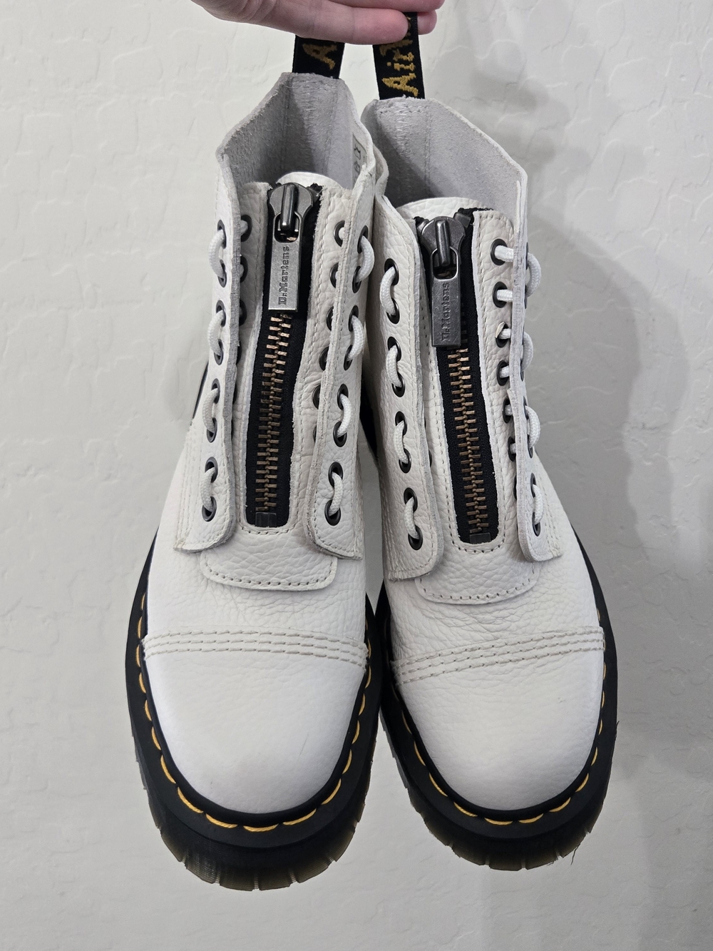 Dr. Martens Sinclair Milled Nappa Leather Platform Boots White Women’s 8